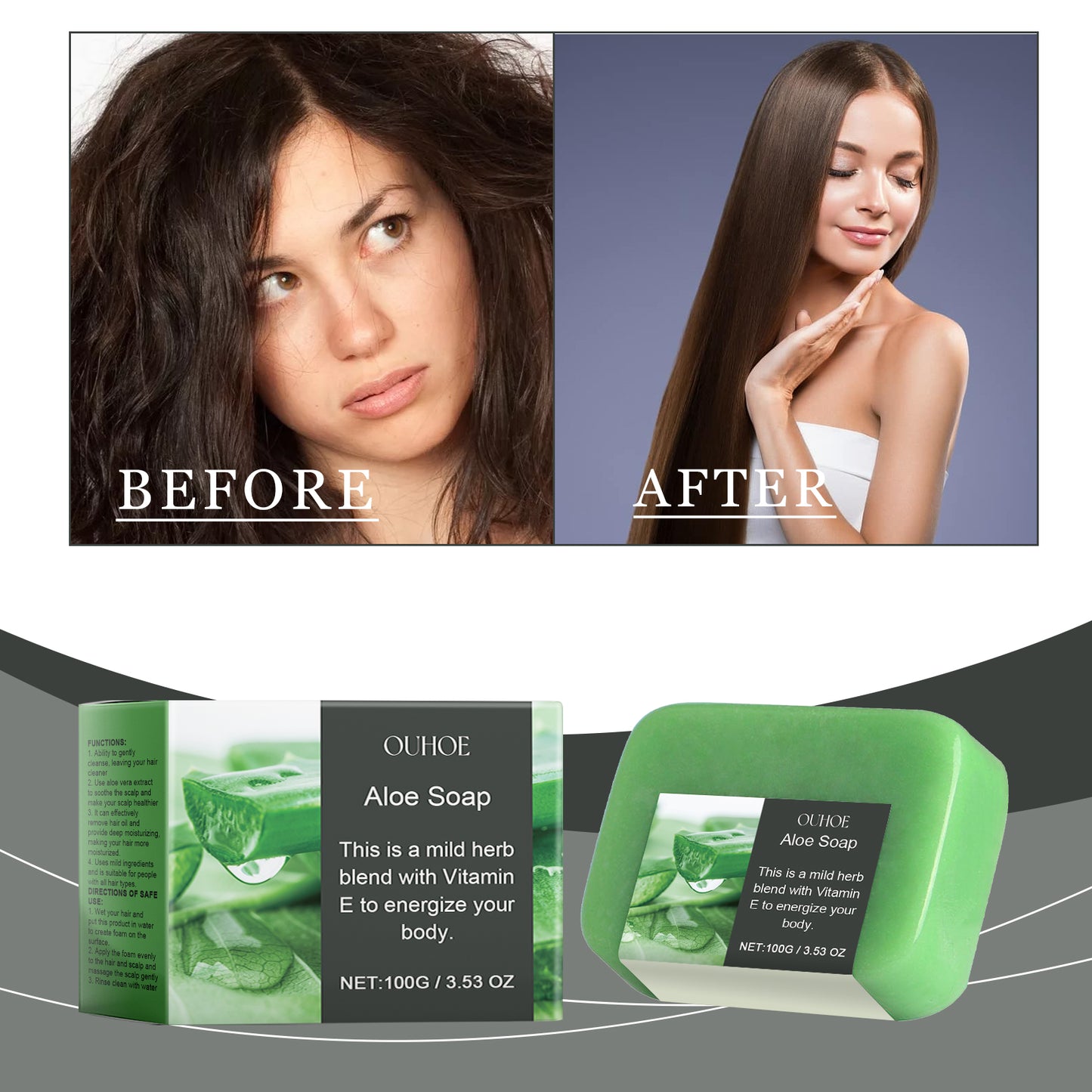 🪴🧼OUHOE Aloe Vera Hair Soap Bar – Deep Clean Scalp, Moisturize & Boost Hair Growth – Natural Oil Control & Nourishment🧼🪴