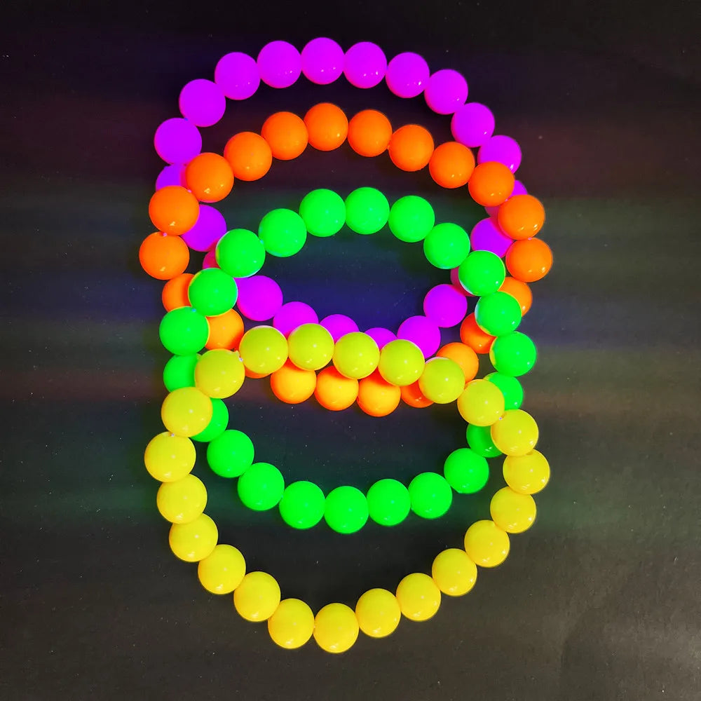 UV Glow Party Accessories Set – Neon Hat, Glasses, Bracelet, Necklace & Gloves for Birthday, Wedding & Festival Dress-Up Decor