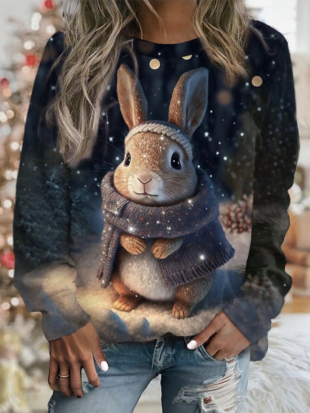 Cute Rabbit Women's O-Neck Sweatshirt Collection - Ltd Time Only! - ALOE WINGS STORE