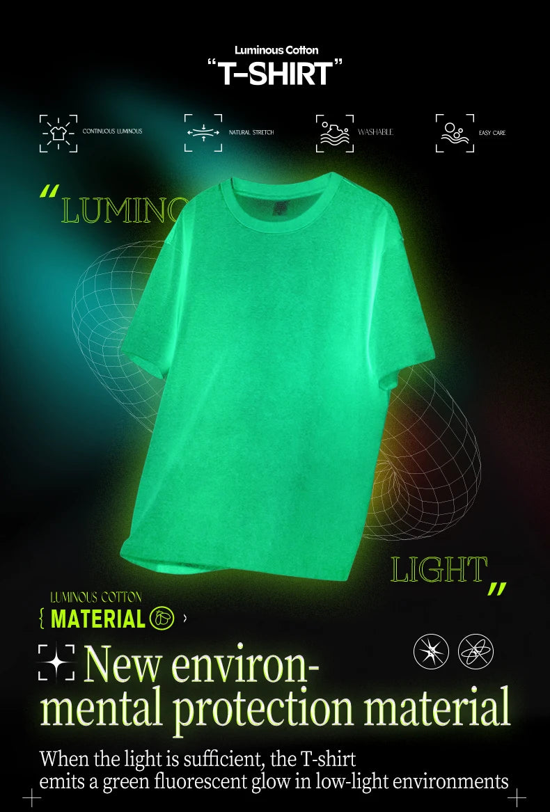 Glow-in-the-Dark T-Shirt – Luminous top made from Fluorescent Cotton Fabric