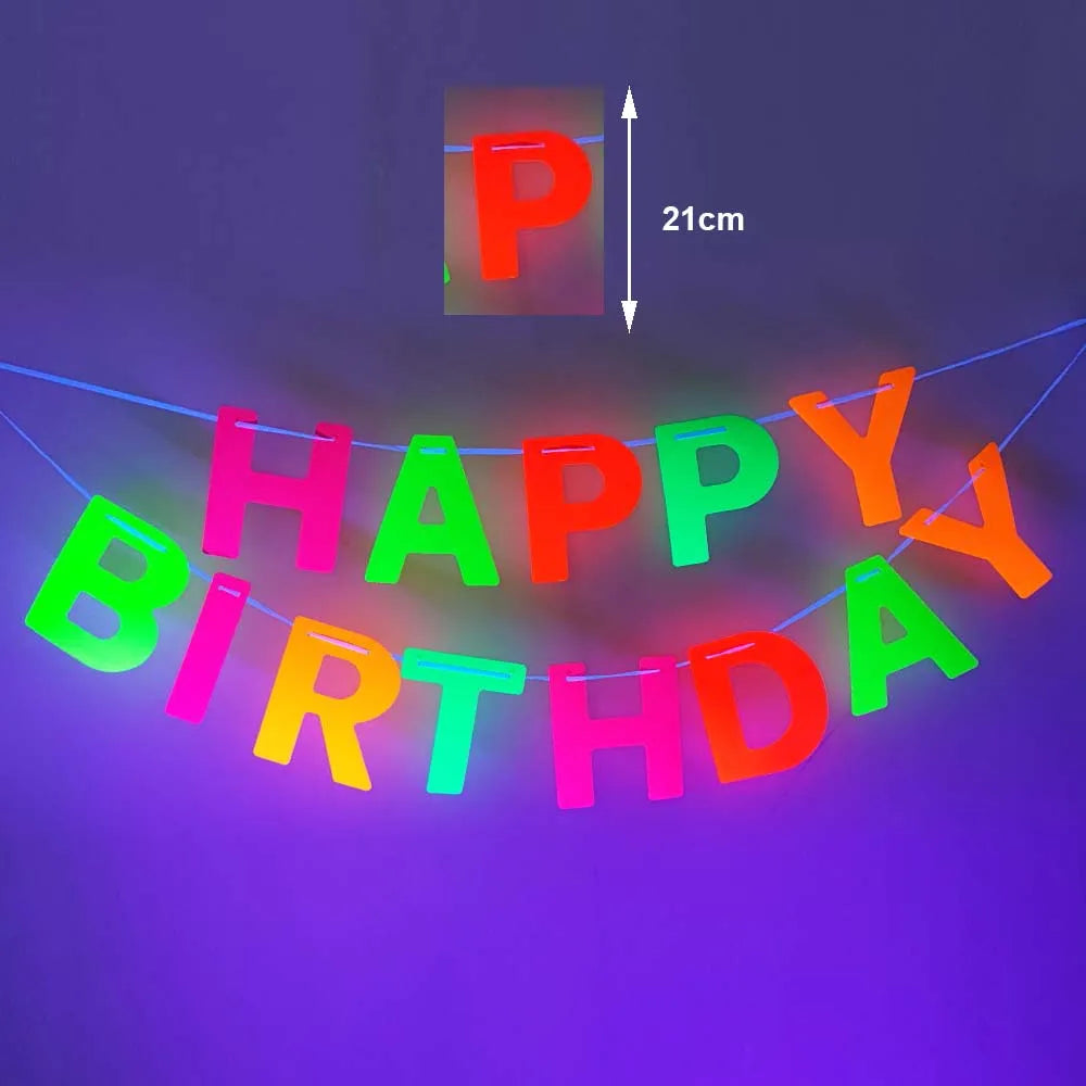 UV Glow Party Accessories Set – Neon Hat, Glasses, Bracelet, Necklace & Gloves for Birthday, Wedding & Festival Dress-Up Decor