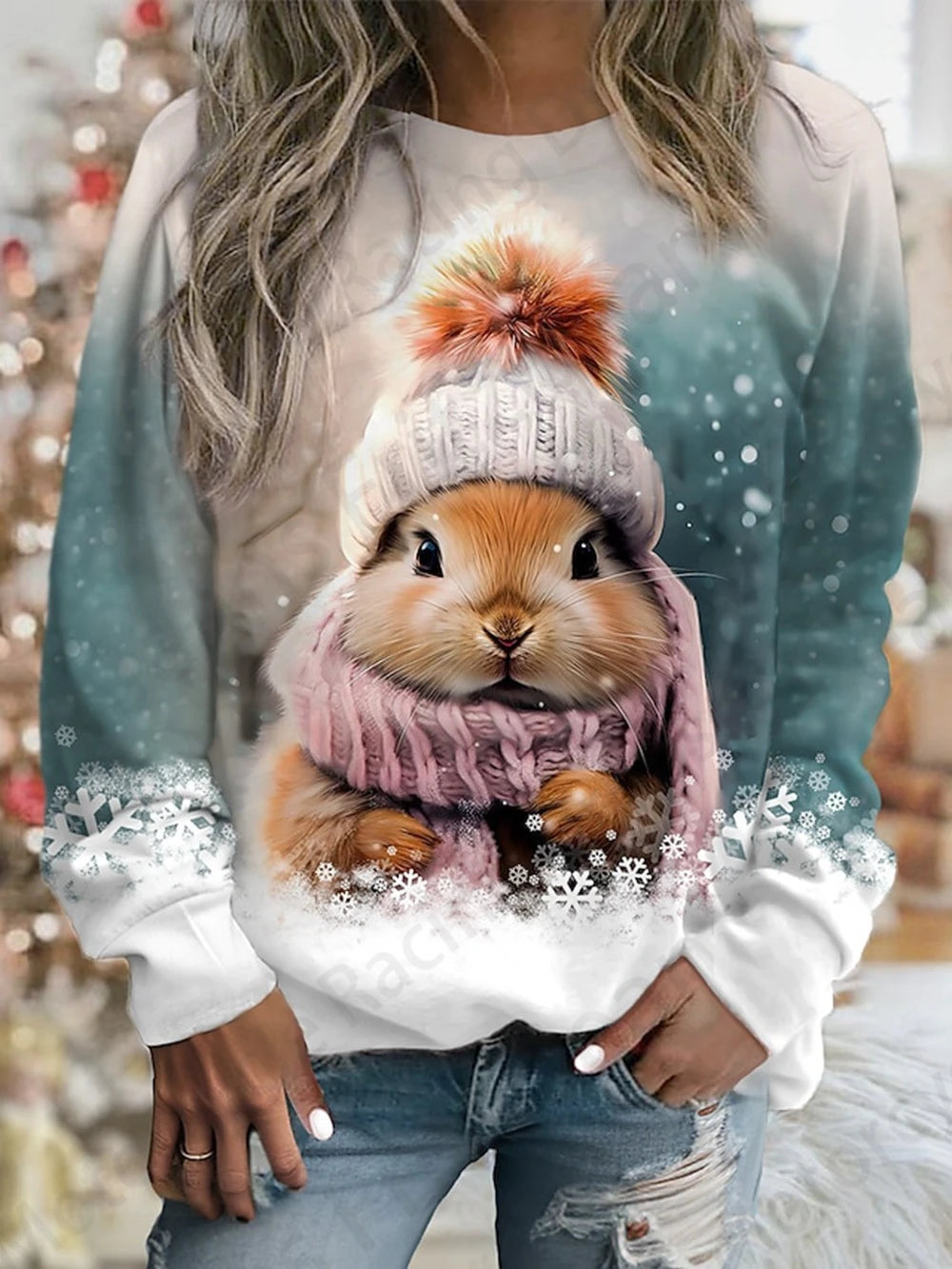 Cute Rabbit Women's O-Neck Sweatshirt Collection - Ltd Time Only! - ALOE WINGS STORE