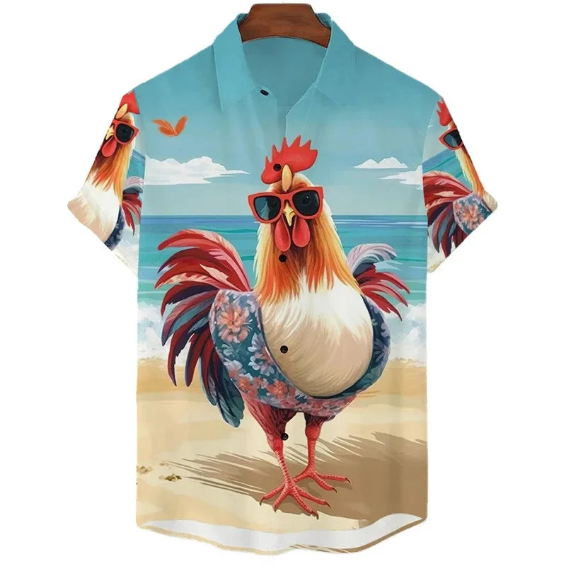 Funny Chicken Graphic Unisex Collared Shirts Collection - ALOE WINGS STORE