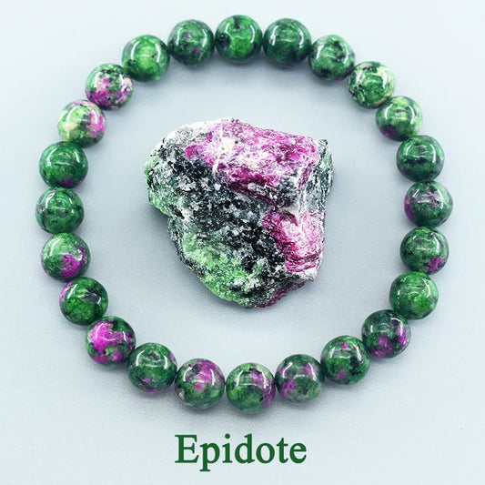 Geniune Natural Epidote Zoisite Stone & Other Semi-Precious Stones Bead Bracelet Quartz [SELECTION]-ALOE WINGS STORE