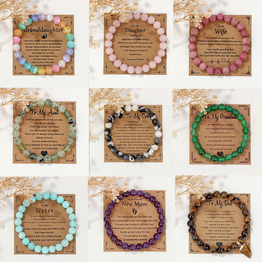 Natural Stone Bead Bracelet With Information Card SELECTION-ALOE WINGS STORE
