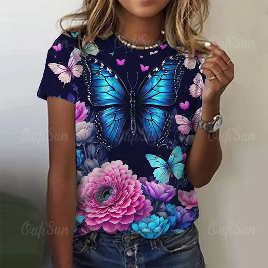Glowing Butterfly Ladies T-Shirt [SELECTION]-ALOE WINGS STORE