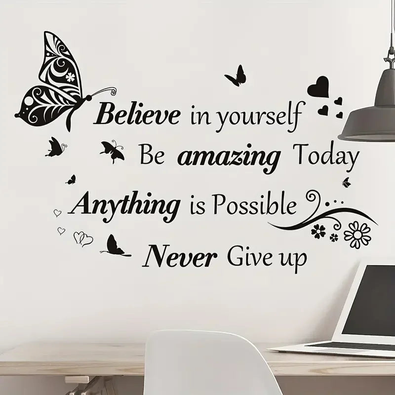 Inspirational Butterfly Wall Decal – Motivational Quote Sticker for Home, Office, Classroom & More