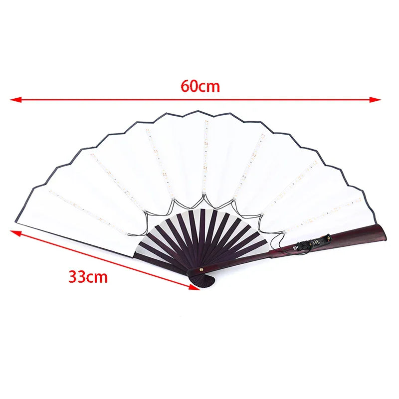 LED Light-Up Foldable Hand Fan – Glowing Neon Bamboo Fan for Dance, Concerts, & Performance Props