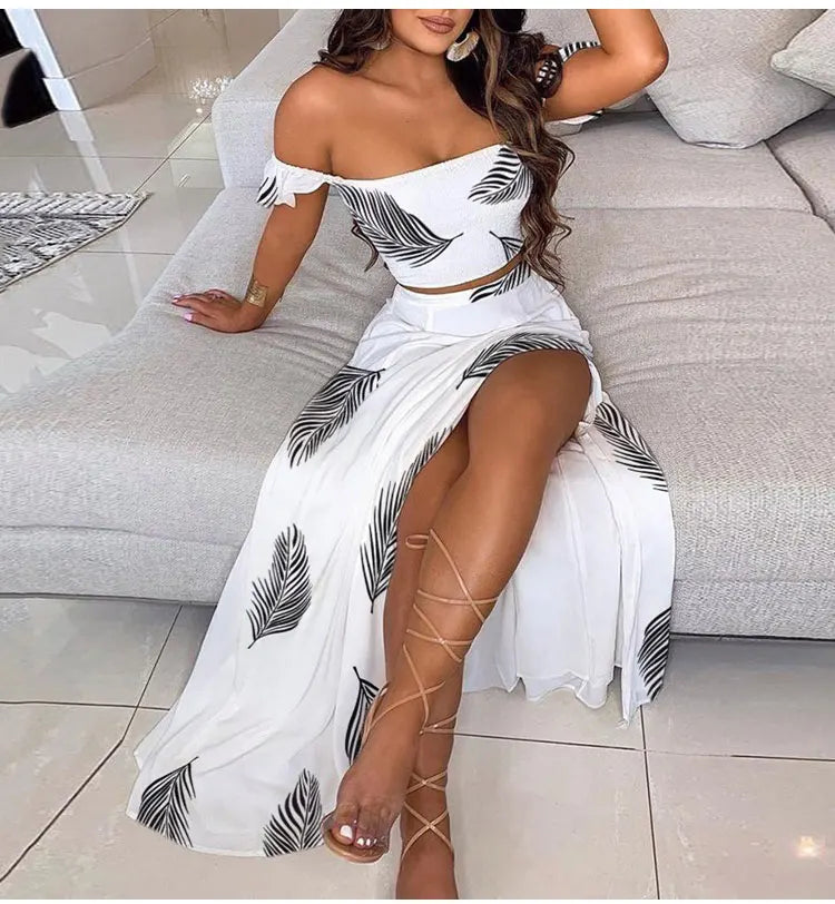 Women's Fashionable Printed Mid-Length Dresses with Coordinated Bra Set (Plus Size available) - ALOE WINGS STORE