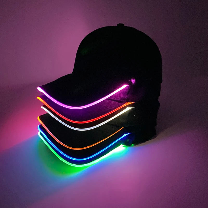 LED Light-Up Baseball Cap – Adjustable Glowing Hat for Parties, Night Runs & More!