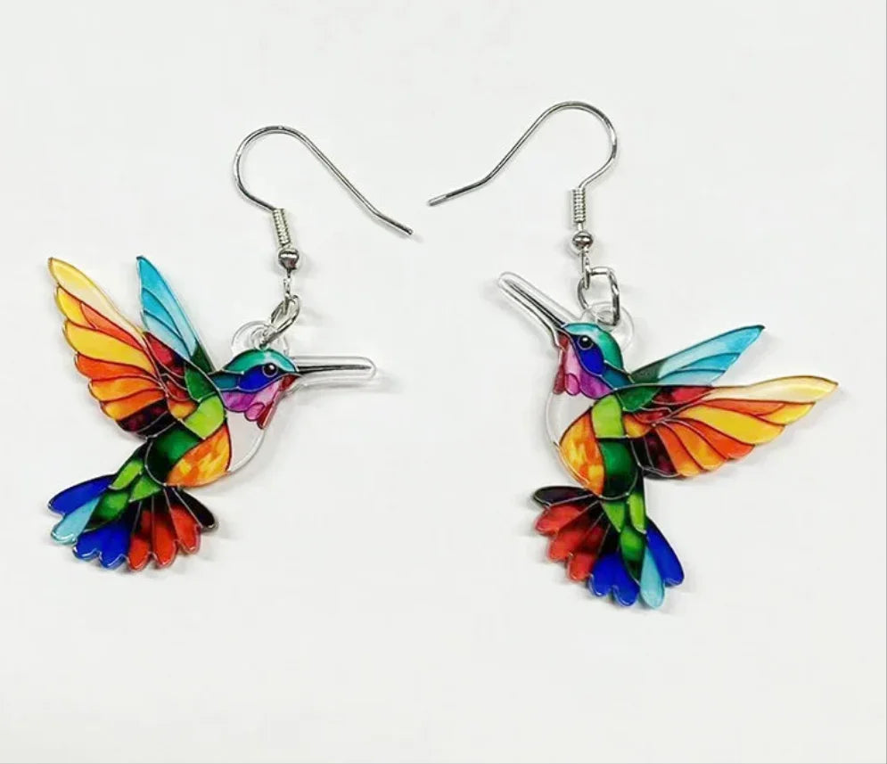 Vibrant Hummingbird Eardrop Earrings - ALOE WINGS STORE