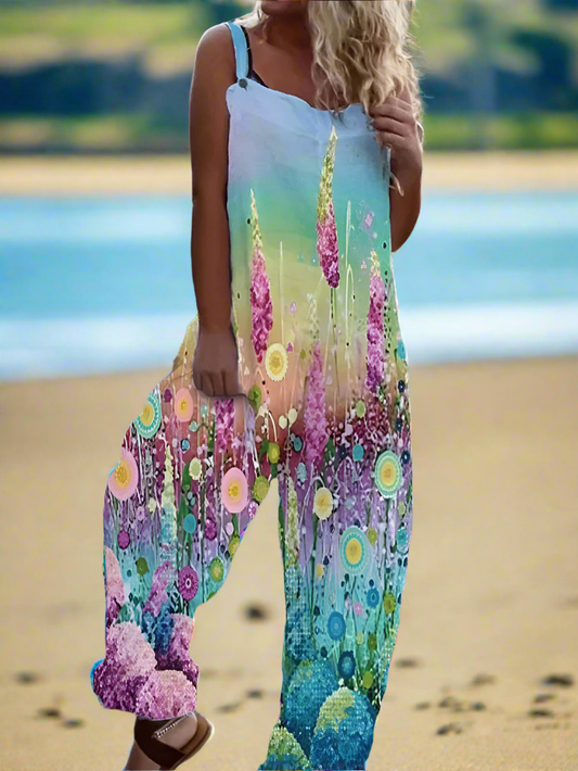 1.Retro Rebel Floral Jumpsuit – Strappy Street Style Romper Collection - ALOE WINGS STORE