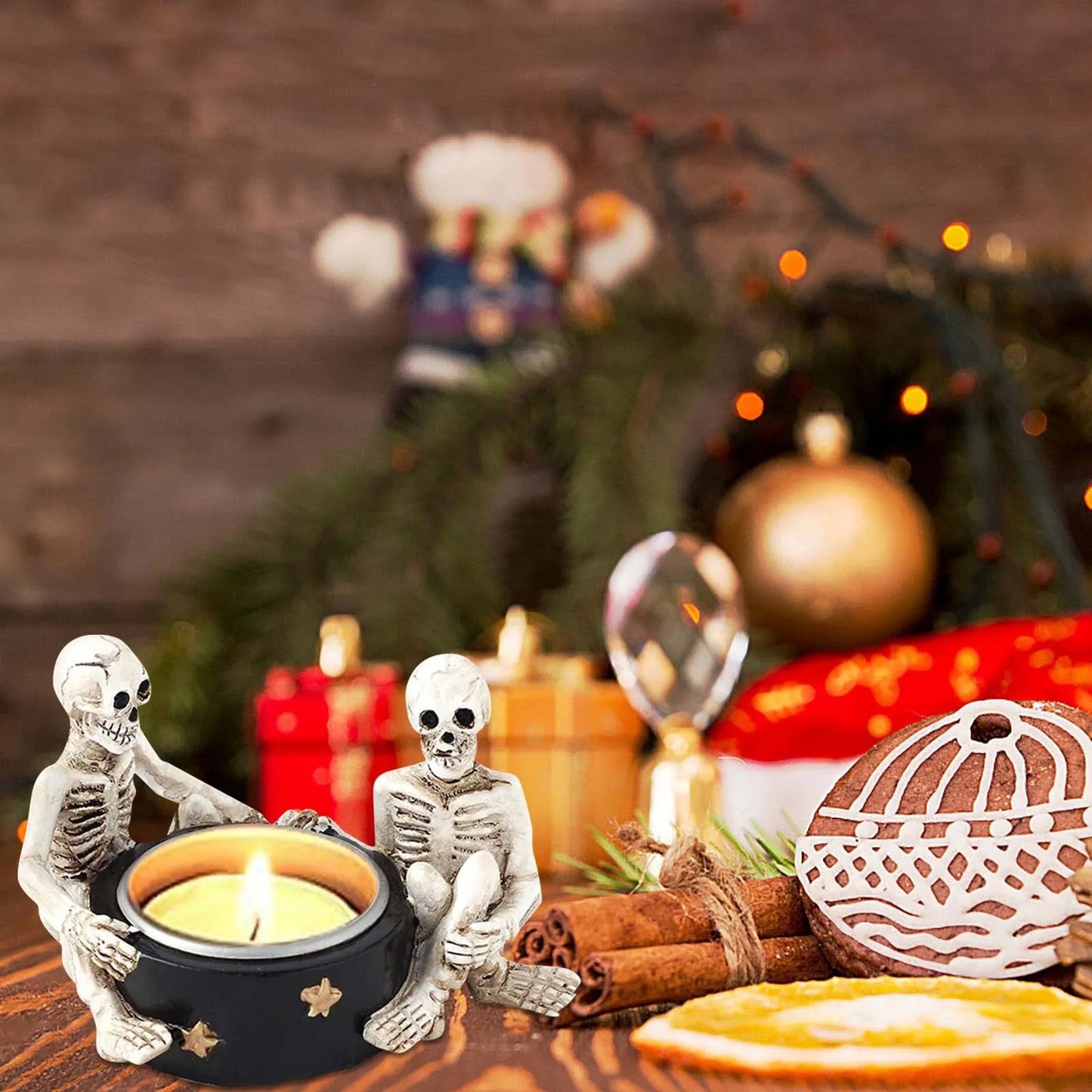 Gothic Skeletons Candlestick Holder - ALOE WINGS STORE