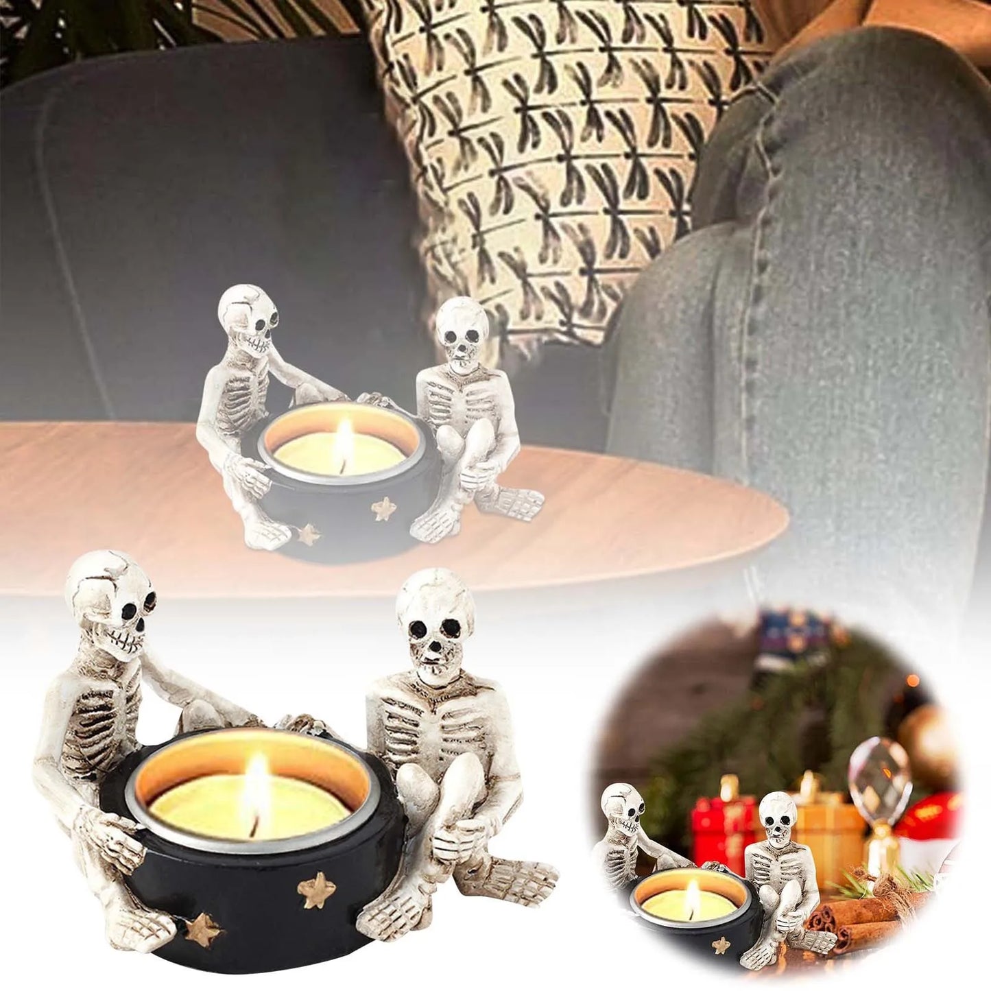 Gothic Skeletons Candlestick Holder - ALOE WINGS STORE