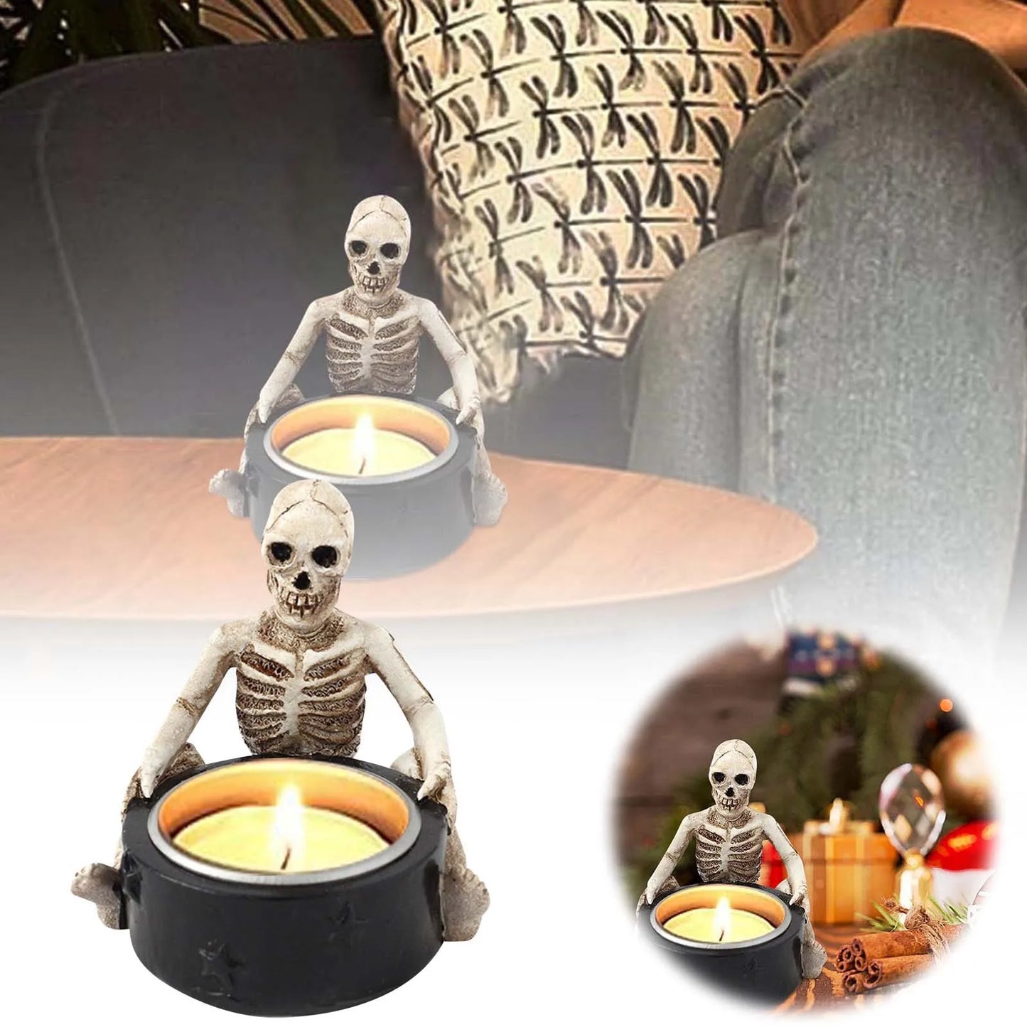 Gothic Skeletons Candlestick Holder - ALOE WINGS STORE