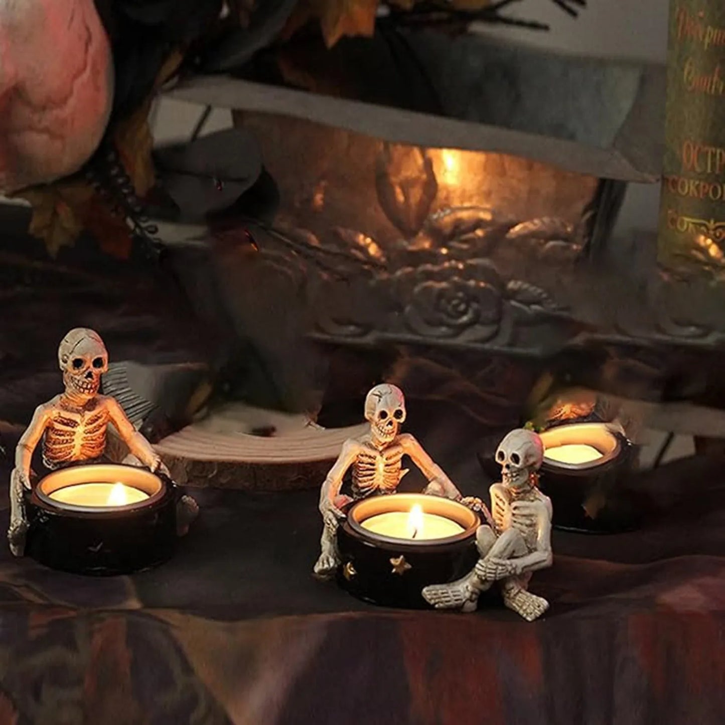 Gothic Skeletons Candlestick Holder - ALOE WINGS STORE