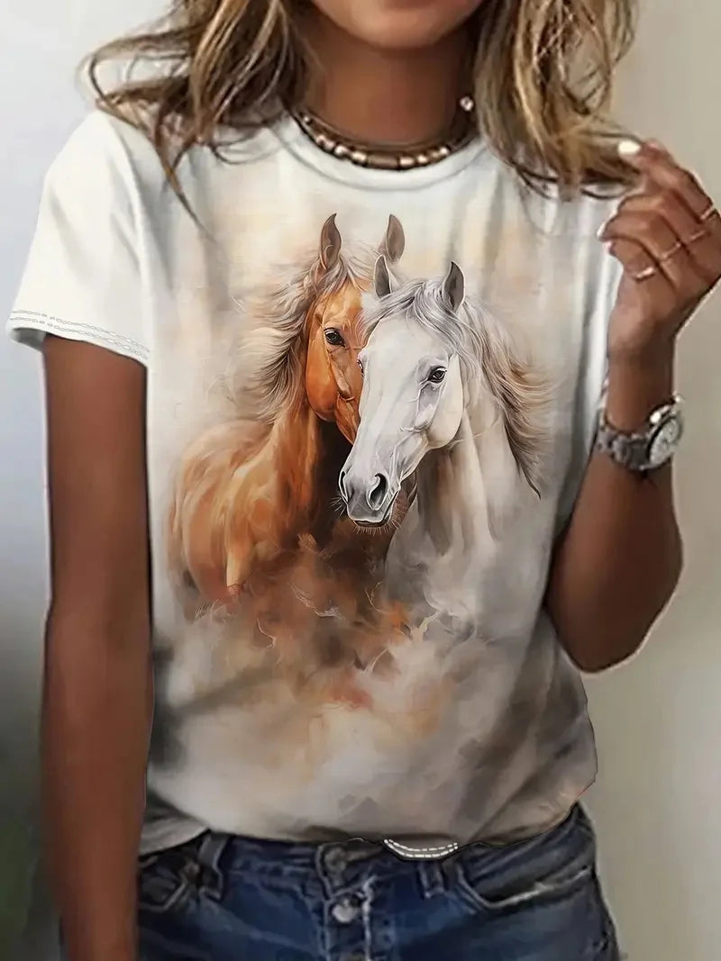 3.Unisex Casual Horse Designs T-Shirts (Size: XXS - 6XL) - ALOE WINGS STORE