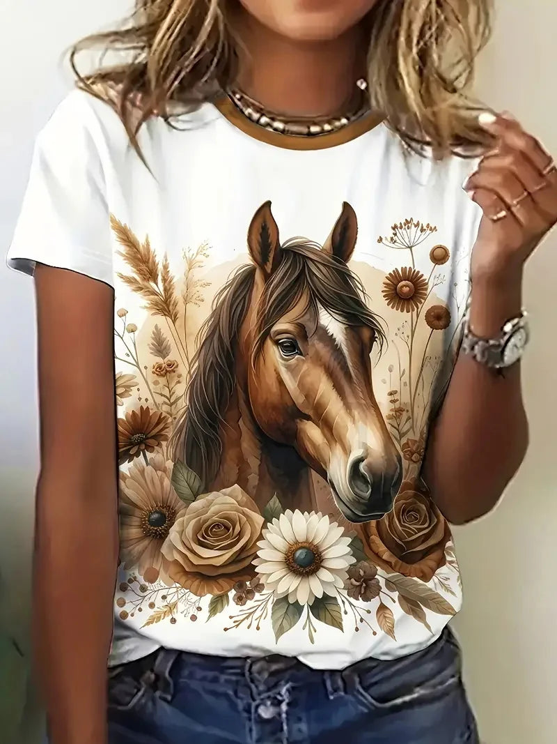 1.Unisex Casual Horse Designs T-Shirts (Size: XXS - 6XL) - ALOE WINGS STORE