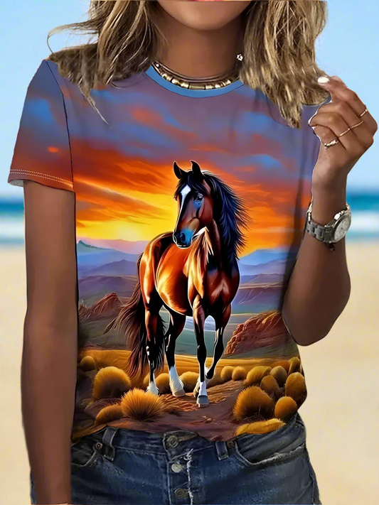 1.Unisex Casual Horse Designs T-Shirts (Size: XXS - 6XL) - ALOE WINGS STORE