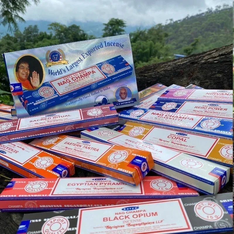 Box Of Satya Handmade Indian Incense Sticks (12 packets in a Large Box) SELECTION - ALOE WINGS STORE