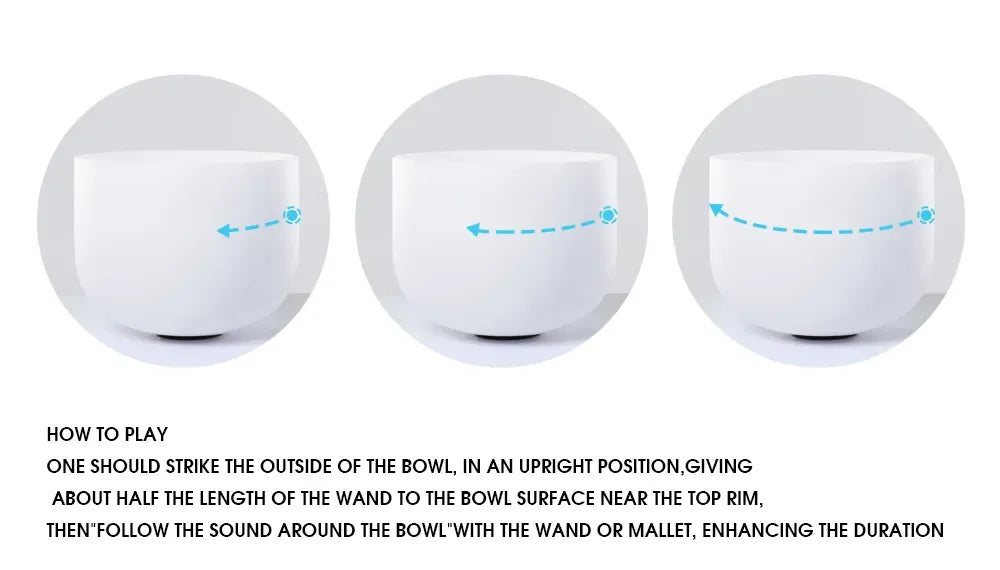 Rainbow Crystal Quartz Sound Bowl with Rubber Mallet and O-Ring (8 inch, 528hz, C-Note) - ALOE WINGS STORE