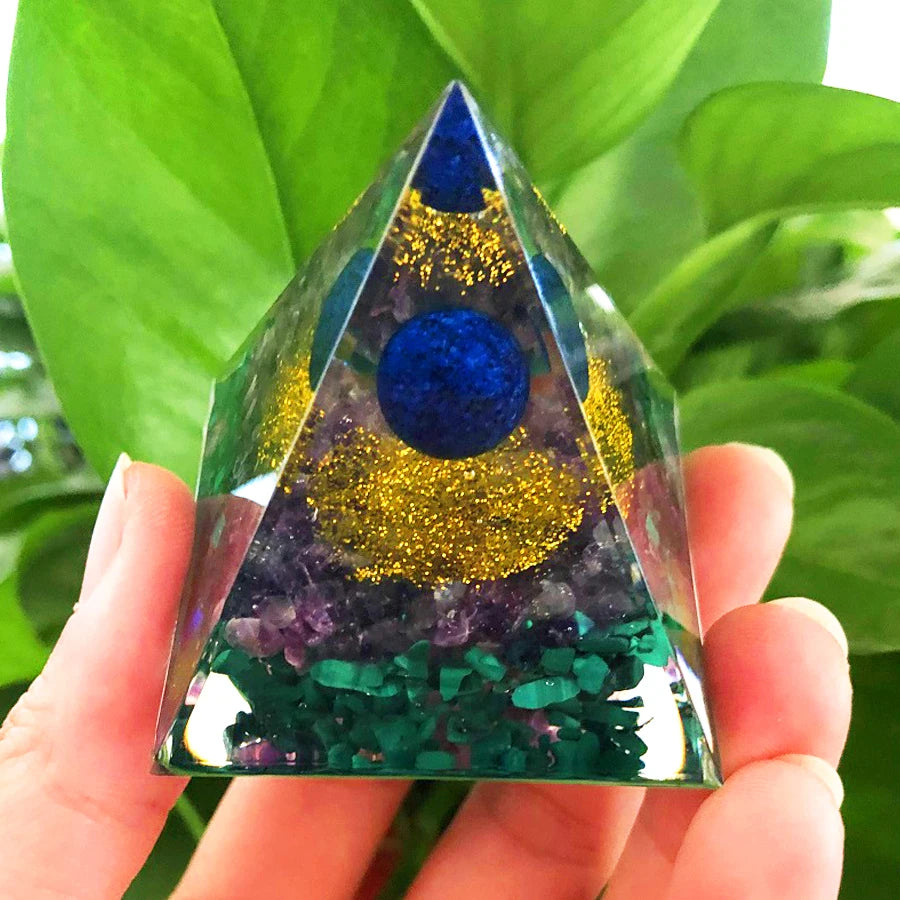 Energy Generator Crystal Gemstones Pyramid - ALOE WINGS STORE