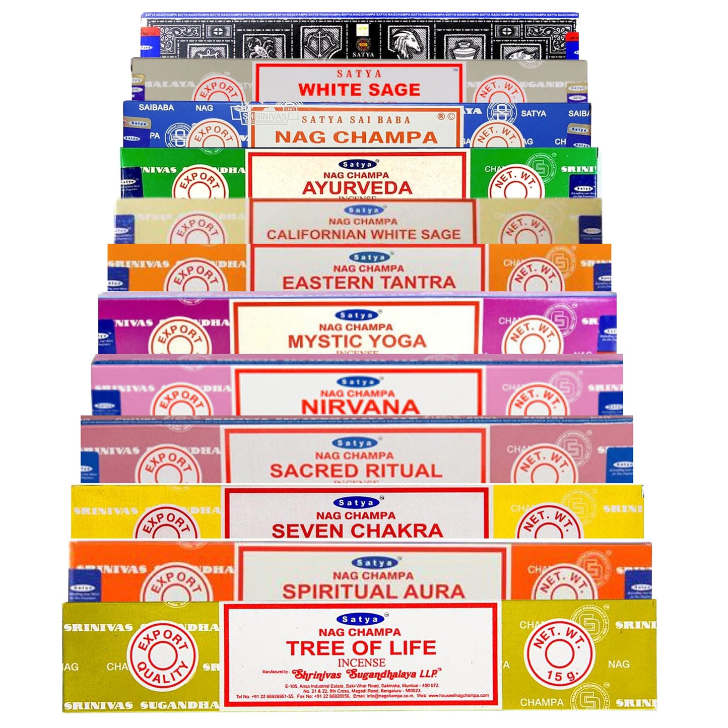 Satya Nag Champa Incense Sticks | 12 unique and premium flavours |  incense stick holder for Aromatherapy, Incense Spa, Yoga, Meditation, Healing, Spirituality and Relaxation - ALOE WINGS STORE