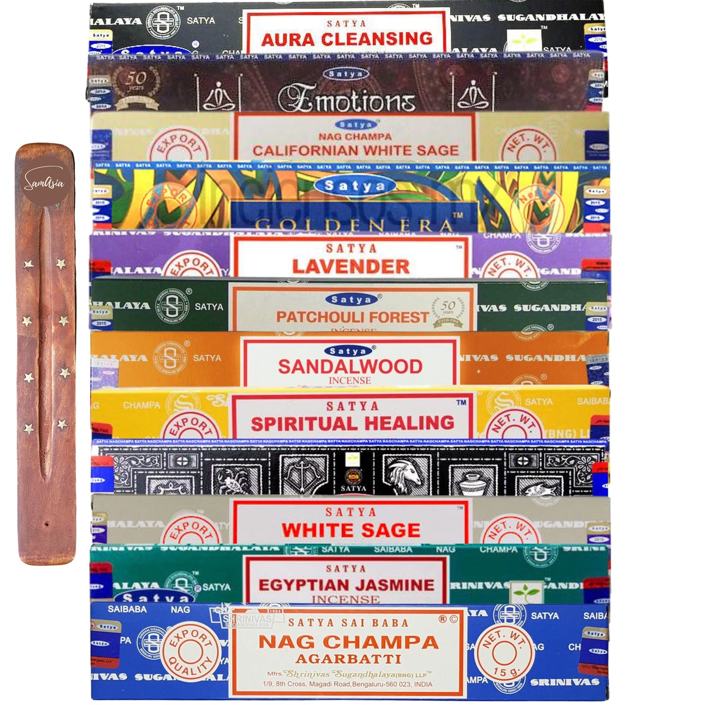Satya Nag Champa Incense Sticks | 12 unique and premium flavours |  incense stick holder for Aromatherapy, Incense Spa, Yoga, Meditation, Healing, Spirituality and Relaxation - ALOE WINGS STORE