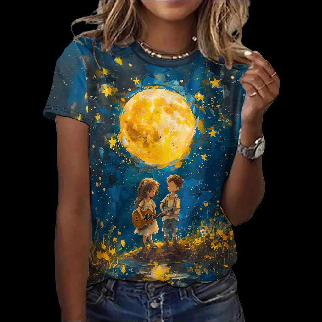 Cute Nigh Sky Animation Designs T-Shirts (S-3XL) - ALOE WINGS STORE