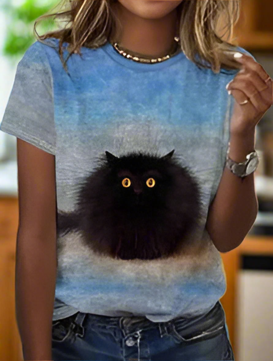 Trendy Unisex T-Shirt Collection with Cute 3D Cat Prints - ALOE WINGS STORE