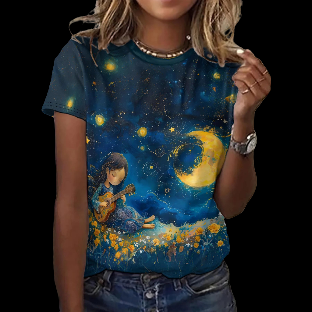 Cute Nigh Sky Animation Designs T-Shirts (S-3XL) - ALOE WINGS STORE