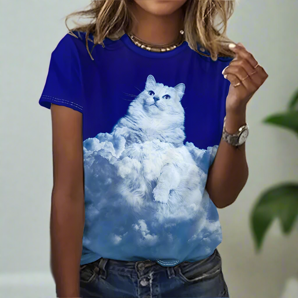 Artistic 3D Printed Cute Cat T-Shirt Collection - ALOE WINGS STORE