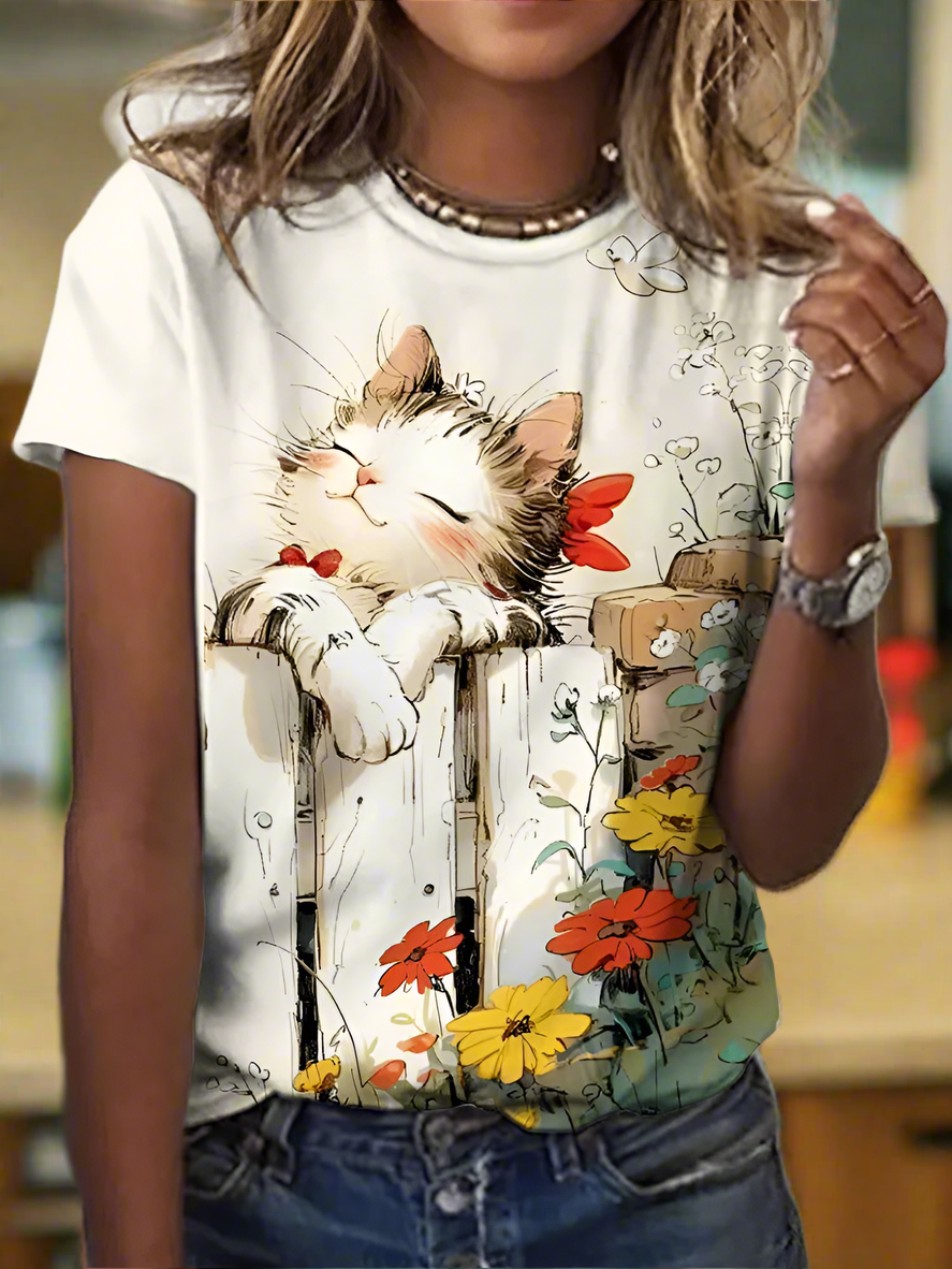 Trendy Unisex T-Shirt Collection with Cute 3D Cat Prints - ALOE WINGS STORE