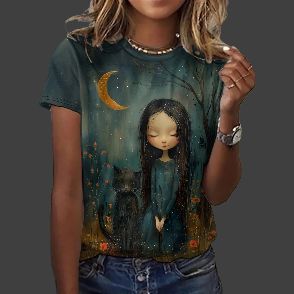 Cute Nigh Sky Animation Designs T-Shirts (S-3XL) - ALOE WINGS STORE