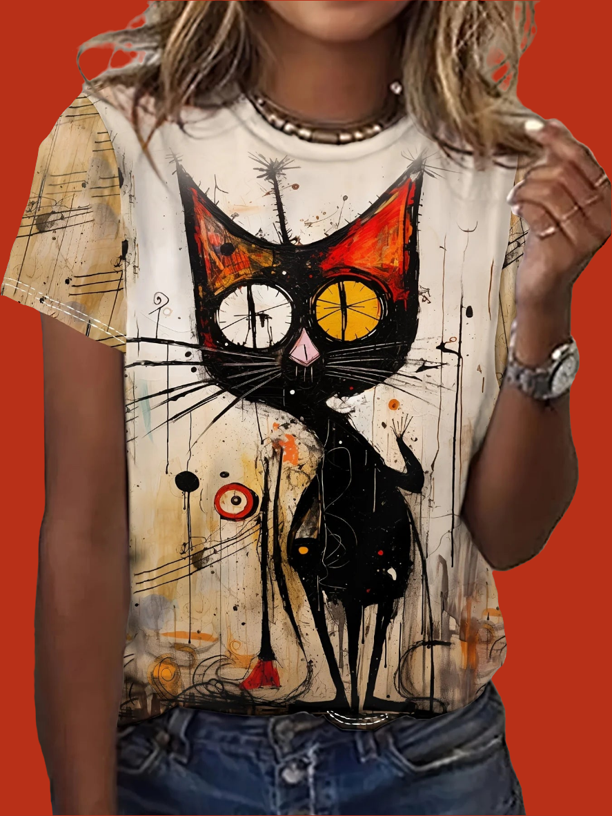 Trendy Unisex T-Shirt Collection with Cute 3D Cat Prints - ALOE WINGS STORE