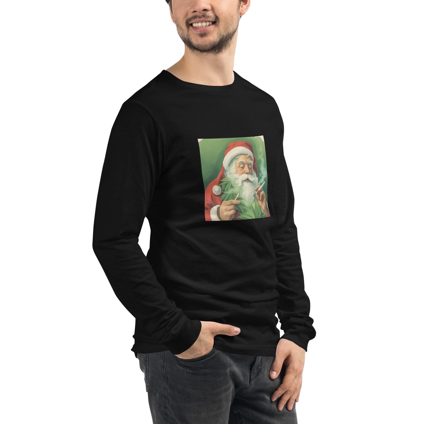 Custom-made: Weed Head Santa Unisex Long Sleeve T-Shirt-ALOE WINGS STORE