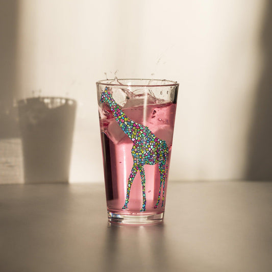 Mosiac Giraffe Shaker Pint Glass-ALOE WINGS STORE