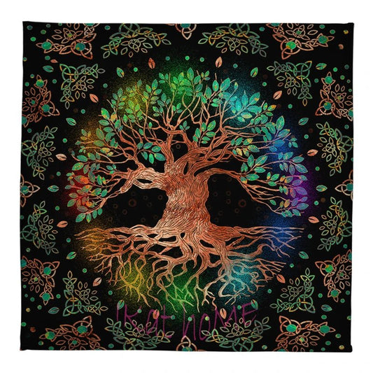 Rainbow Tree Of Life Yggdrasil Tarot Tablecloth-ALOE WINGS STORE