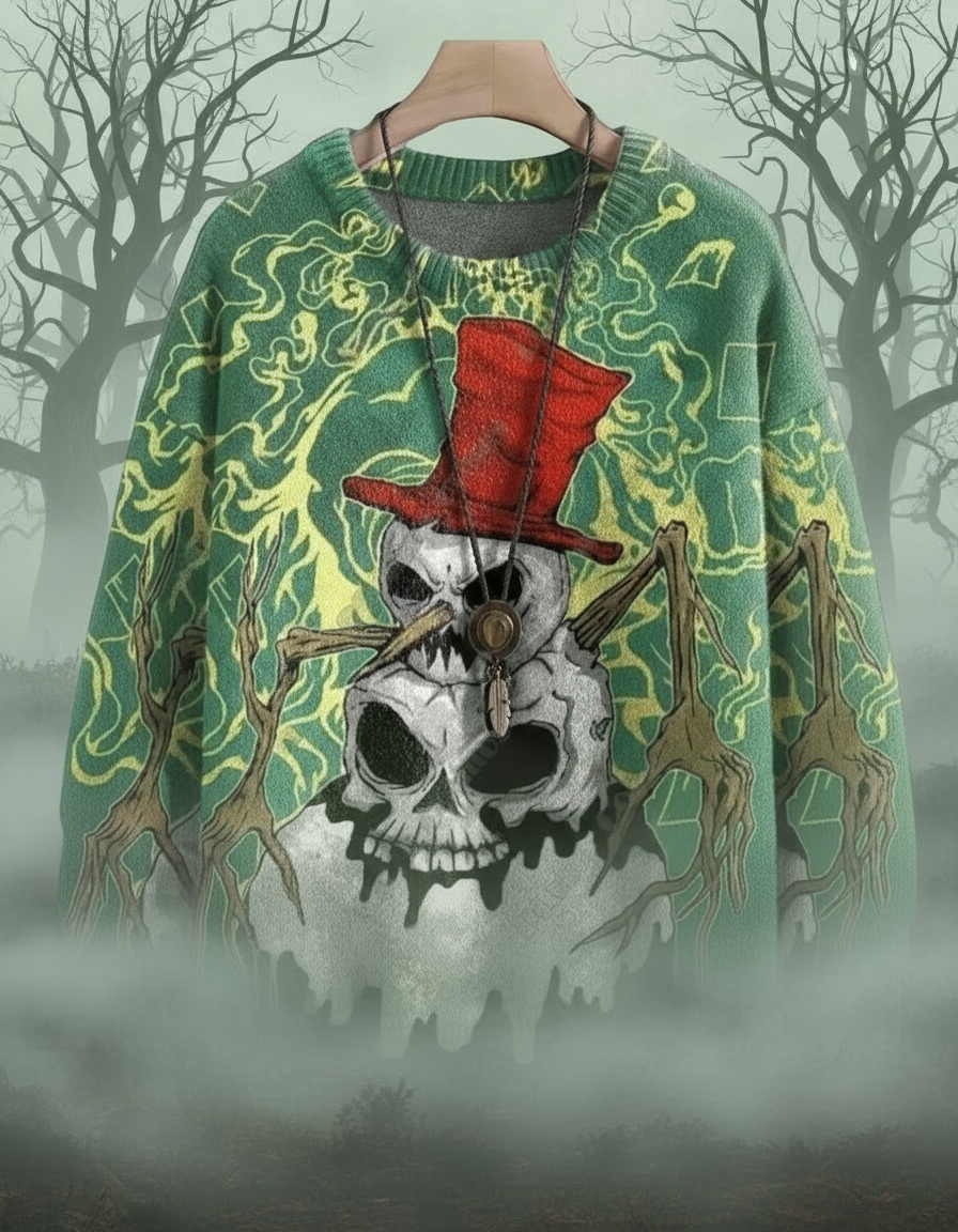 1.3D Printed Halloween Ugly Sweaters: Unisex Casual Winter Warm Pullovers - Skulls, Witches, Cats & More!