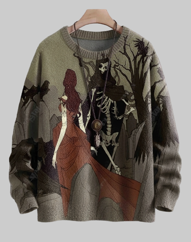 1.3D Printed Halloween Ugly Sweaters: Unisex Casual Winter Warm Pullovers - Skulls, Witches, Cats & More!