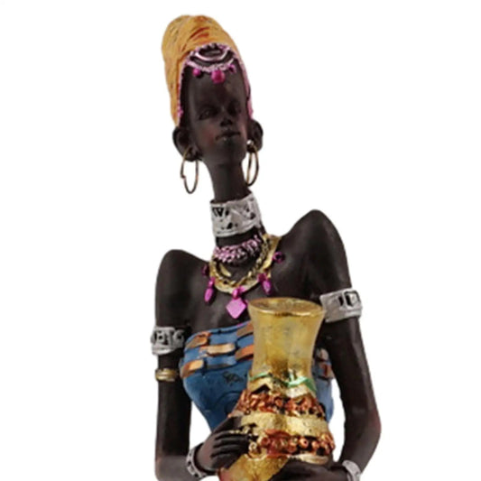 Tribal African Lady Holding A Bowl Figurine [SELECTION]-ALOE WINGS STORE