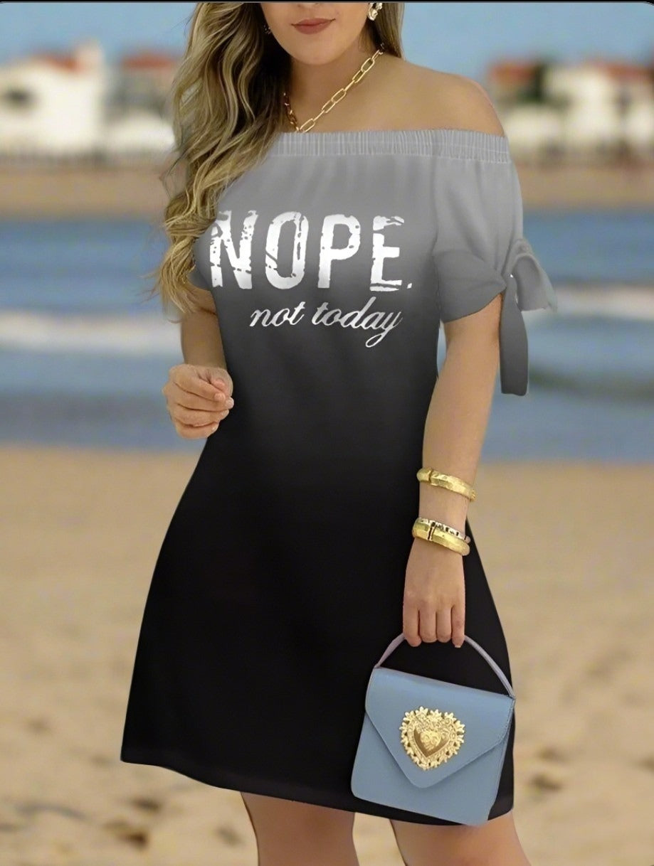 Women's Off-Shoulder Mini Dress – Casual Summer Short Sleeve Dress with Bow Detail | Elegant Relaxed Fit Party Outfit (Sizes up to 3XL)