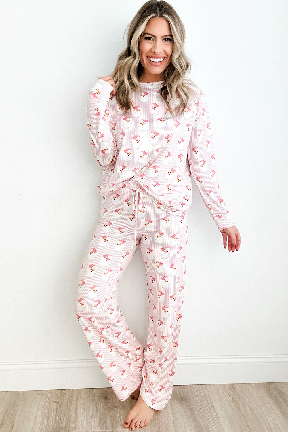 Festive Pink Santa Claus Two Piece Lounge Set - ALOE WINGS STORE