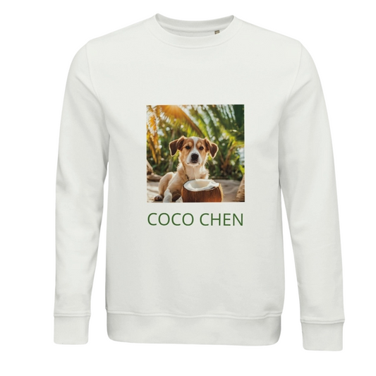 Coco Chen Happy Dog Beach Sweatshirt – Eco-Friendly Unisex Design