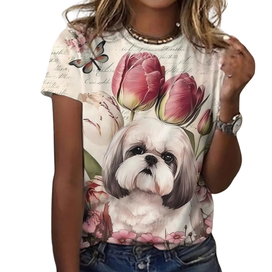 Women's Fashion Cute Dog Print Harajuku Style Kawaii T-Shirt SELECTION