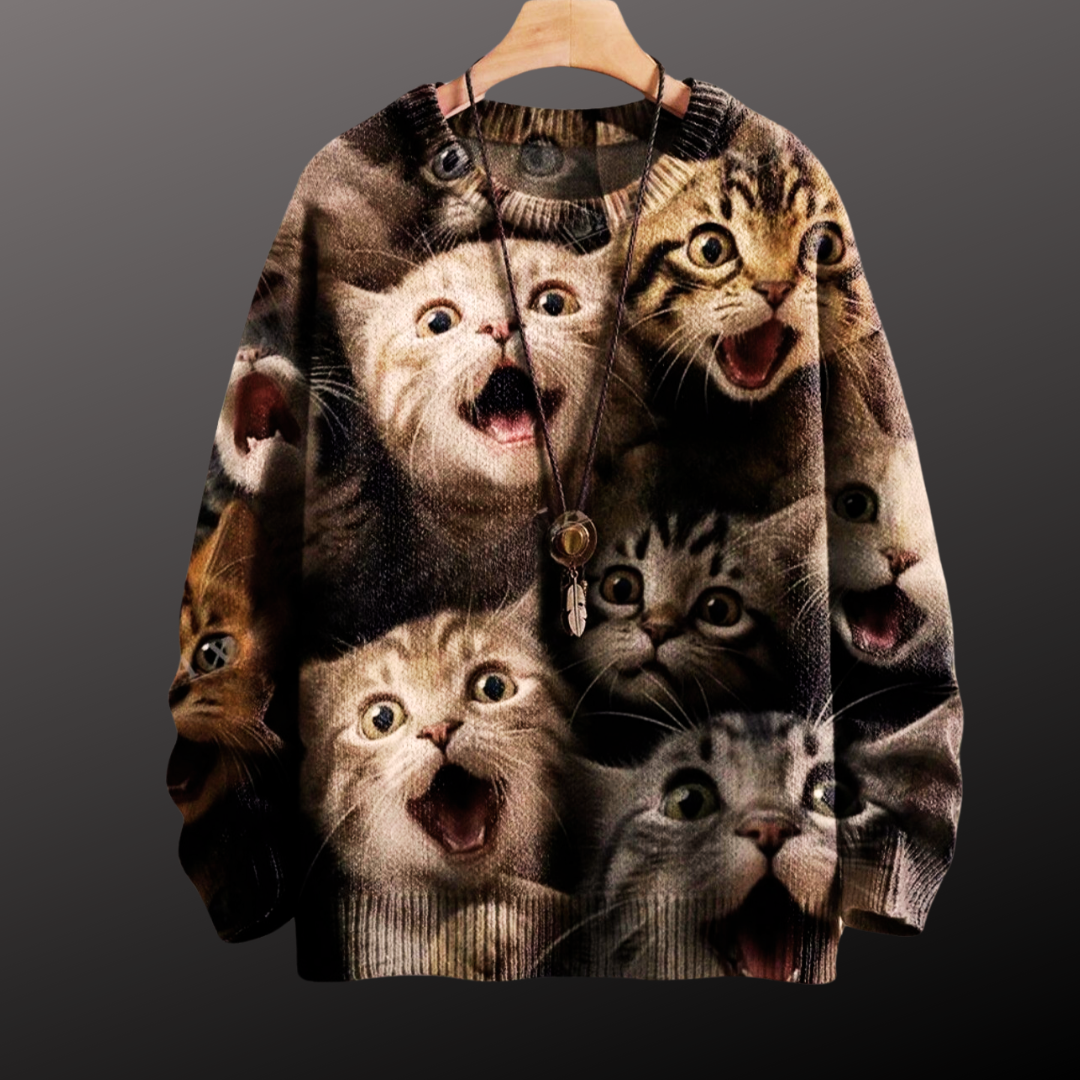 Chic & Adorable Artistic Cat Sweater Collection