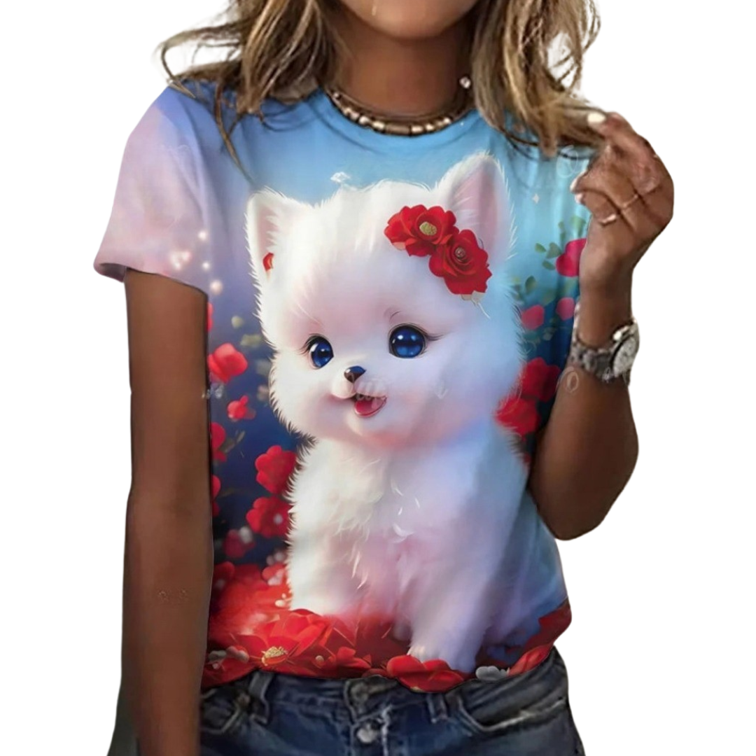 Women's Fashion Cute Dog Print Harajuku Style Kawaii T-Shirt SELECTION