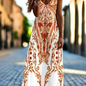 Women's Bohemian Marble Print Maxi Dresses – Sleeveless Loose A-Line Beach Resort Dresses