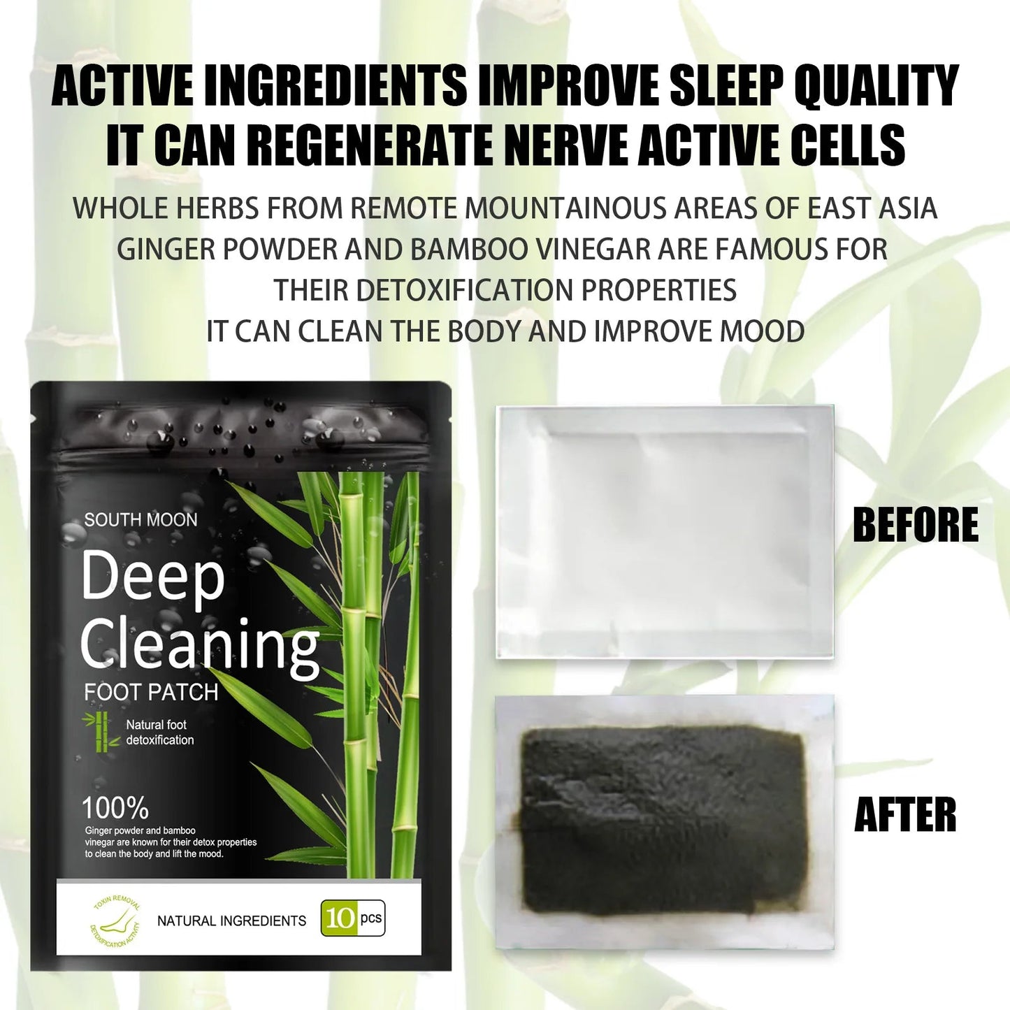 (10 Pads) Deep Cleansing All-Natural Detoxifying Bamboo Foot Pads-ALOE WINGS STORE