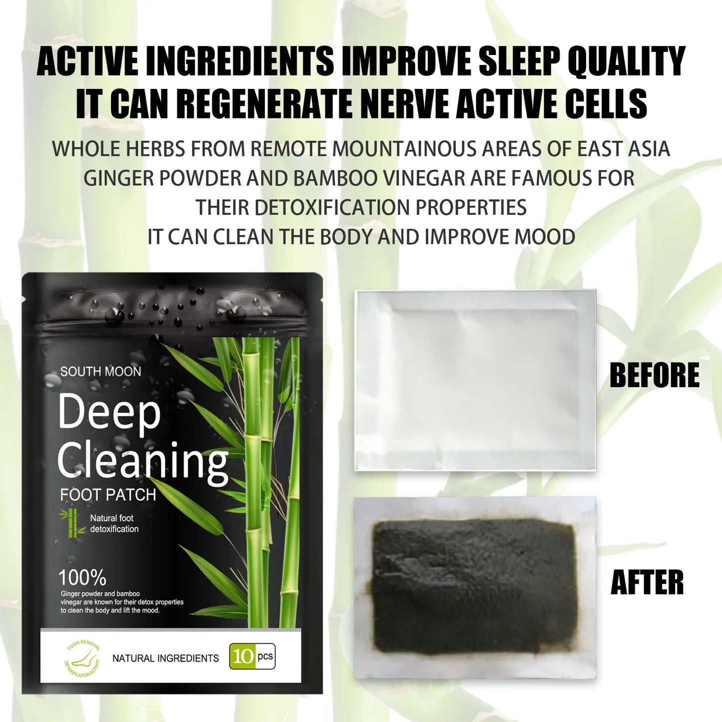 (10 Pads) Deep Cleansing All-Natural Detoxifying Bamboo Foot Pads - ALOE WINGS STORE